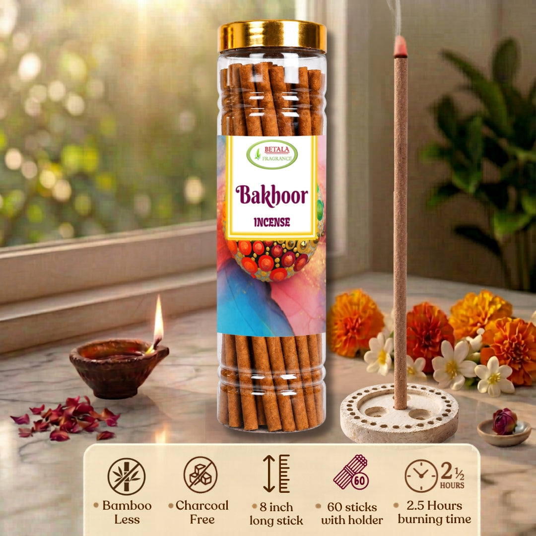 Betala Fragrance Bakhoor 8" inch Long Perfumed Dhoop Stick, 60 count