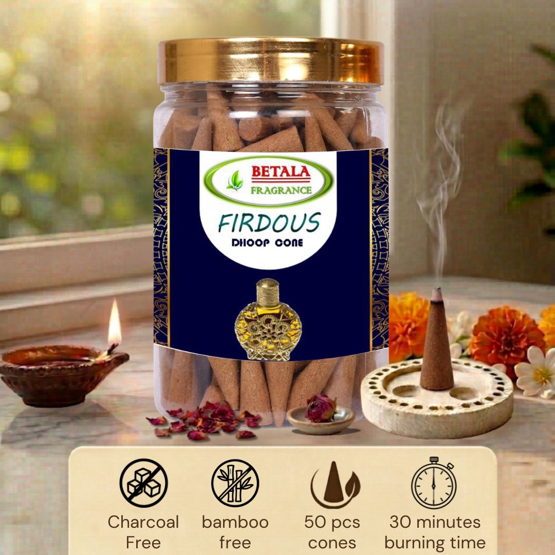 Betala Fragrance Firdous Perfumed Dhoop Cones, 50 pc