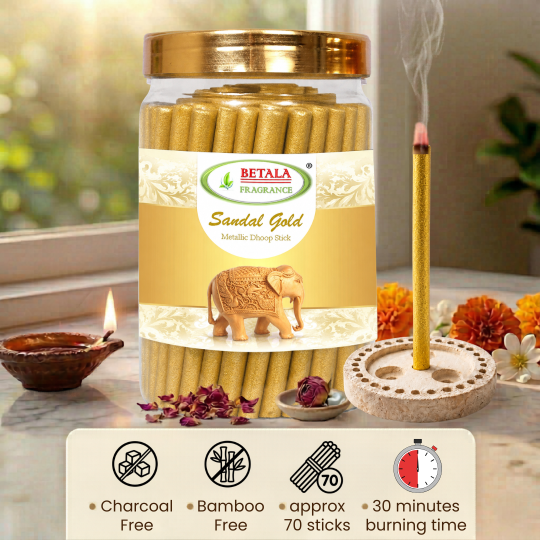 Betala Fragrance Sandal Gold Metalic Perfumed Dhoop Stick, 200 Gm