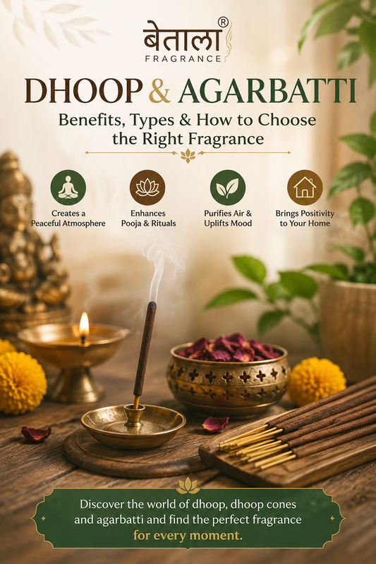 **SEO Alt Text:** Dhoop and agarbatti benefits, types and fragrance guide for choosing the right incense for home पूजा and relaxation | Betala Fragrance