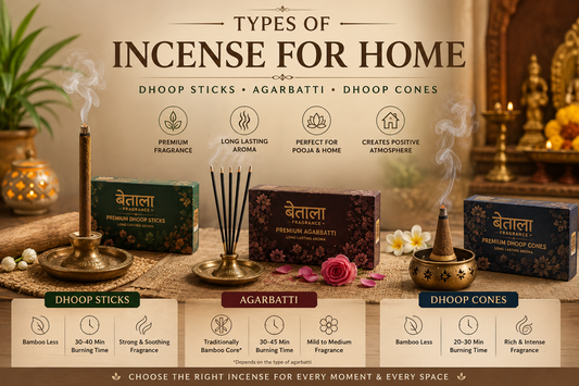 Types of incense for home - dhoop sticks, agarbatti and dhoop cones compared
