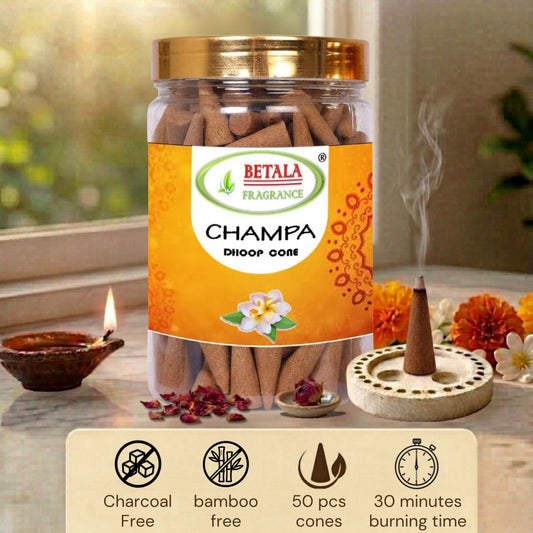 Betala Fragrance Champa Perfumed Dhoop Cones, 50 pc
