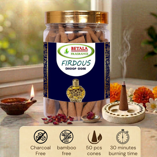 Betala Fragrance Firdous Perfumed Dhoop Cones, 50 pc