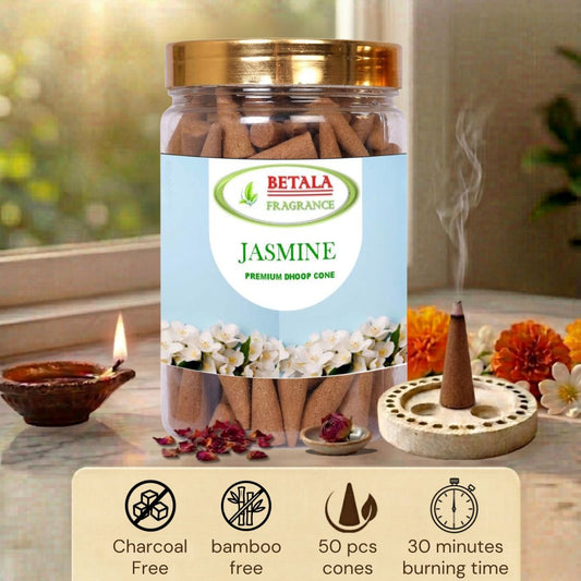 Betala Fragrance Jasmine Perfumed Dhoop Cone, 50 pc