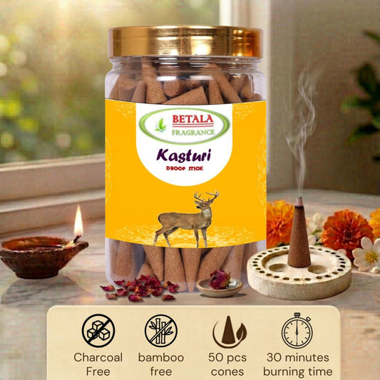 Betala Fragrance Kasturi Perfumed Dhoop Cones, 50 pc