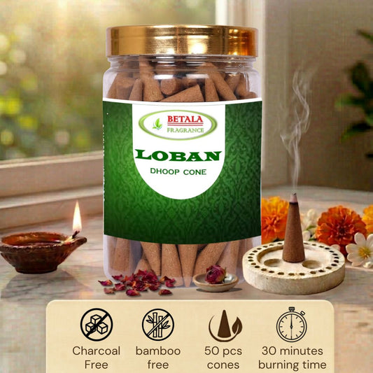 Betala Fragrance Loban Perfumed Dhoop Cone, 50 pc