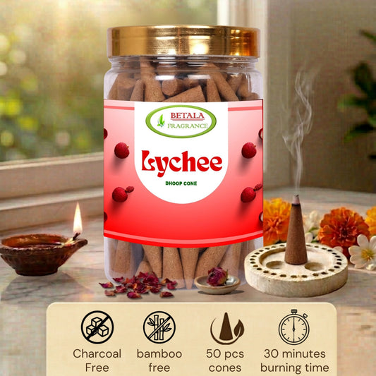 Betala Fragrance Lychee Fragrance Perfumed Dhoop Cones, 50 pc