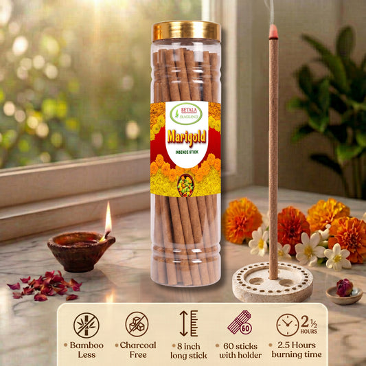 Betala Fragrance Marigold 8" inch Long Perfumed Dhoop Stick, 60 count