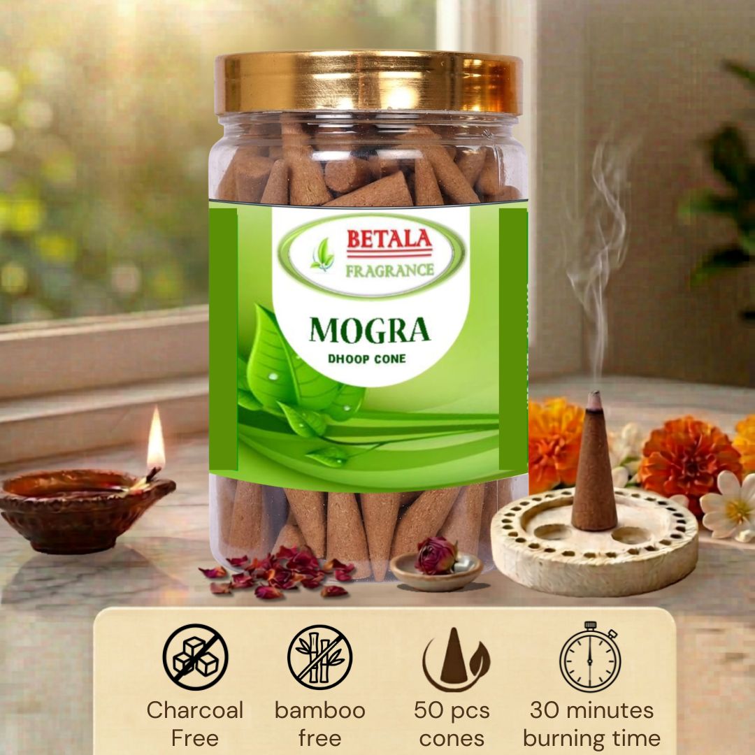 Betala Fragrance Mogra Perfumed Dhoop Cones, 50 pc
