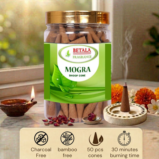 Betala Fragrance Mogra Perfumed Dhoop Cones, 50 pc