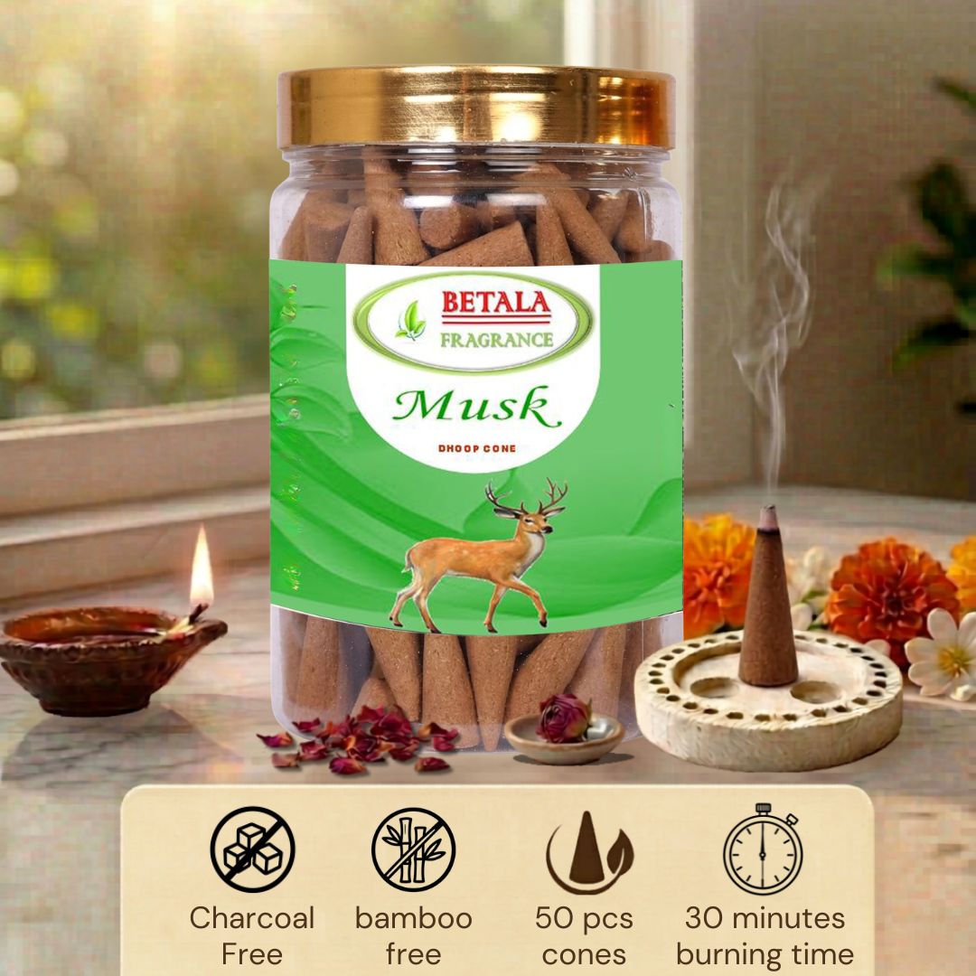 Betala Fragrance Musk Perfumed Dhoop Cones, 50 pc