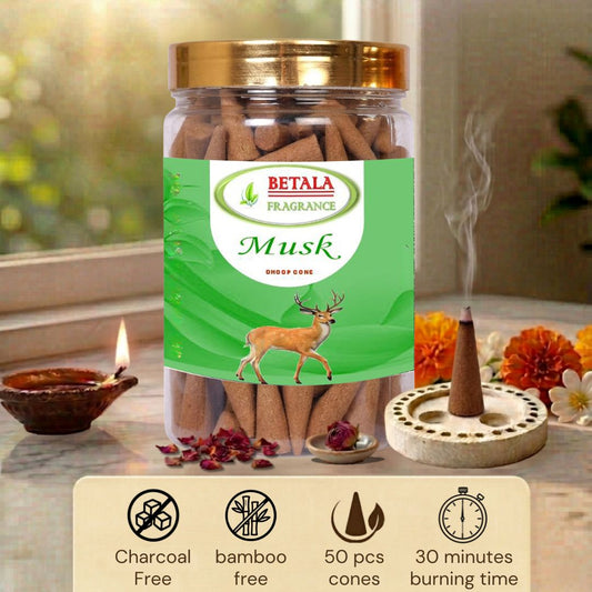 Betala Fragrance Musk Perfumed Dhoop Cones, 50 pc
