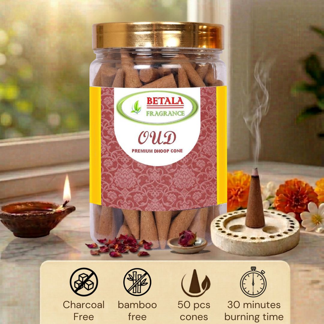 Betala Fragrance Oud Flavour Perfumed Dhoop Cones, 50 pc