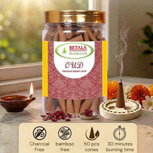 Betala Fragrance Oud Flavour Perfumed Dhoop Cones, 50 pc