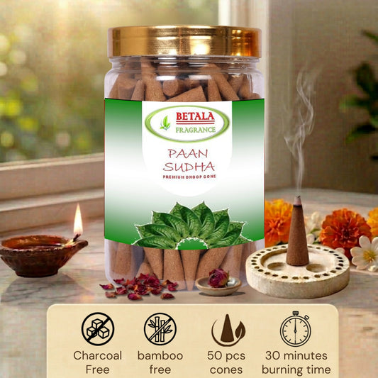 Betala Fragrance Paan Sudha Perfumed Dhoop Cones, 50 pc