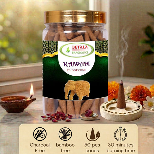 Betala Fragrance Rajwadi Perfumed Dhoop Cones, 50 pc