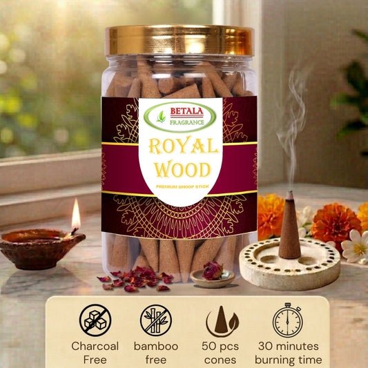 Betala Fragrance Royal Wood Perfumed Dhoop Cone, 50 pc