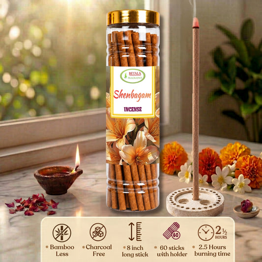 Betala Fragrance Shenbagam 8" inch Long Perfumed Dhoop Stick, 60 count