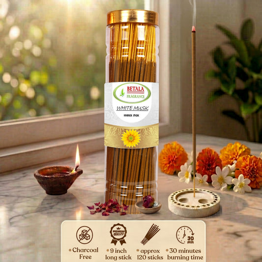 Betala Fragrance White Musk Flavour Incense Stick | Perfumed Agarbatti, 200 gm