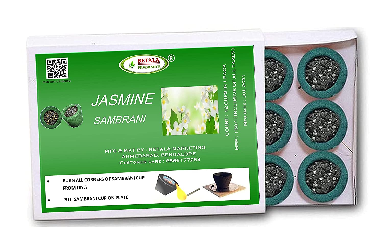 Jasmine Flavour Sambrani Dhoop Cup - www.betalafragrance.com